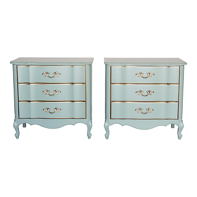 #ad Late 20th Century French Provincial Style Green Nightstands Pair of Nightstands $900.00