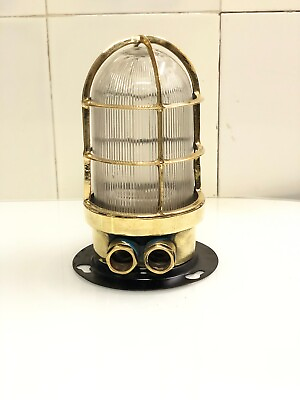 #ad Old Antique Brass Retro Stage Post Mounted Bulkhead Vintage Light for Sale $113.60