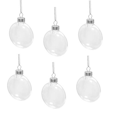 #ad Clear Glass Flat Disc Ball Hanging Christmas DIY Ornaments Dia 80mmPack of 6... $17.44