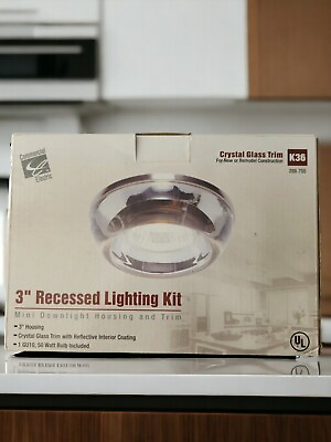 #ad NEW Lighting 3quot; Commercial Recessed Kit Electric Crystal Glass Trim K36 NIB $12.60