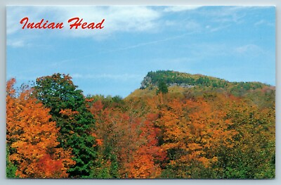 #ad Indian Head Lincoln New Hampshire NH Chrome Postcard Autumn Foliage $2.97