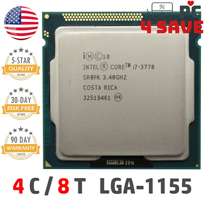 #ad Intel 3rd Gen Core i7 3770 SR0PK 3.40GHz Turbo 3.90GHz 4 Core 8M LGA 1155 CPU $46.99