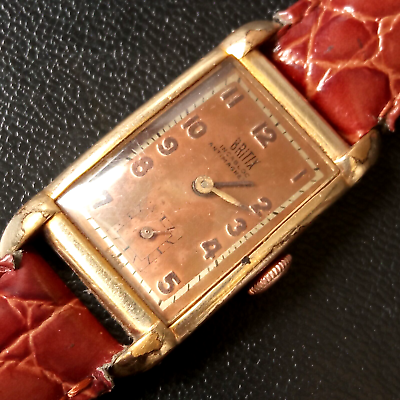 #ad BRITIX Rectangular Tank Art Deco Manual Wind Vintage 20mm Wristwatch $250.00