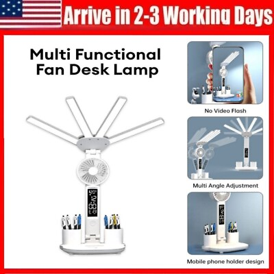 #ad Table Lamp Desk Light USB Charging Port Adjustable with Clock Date Temperature $41.02