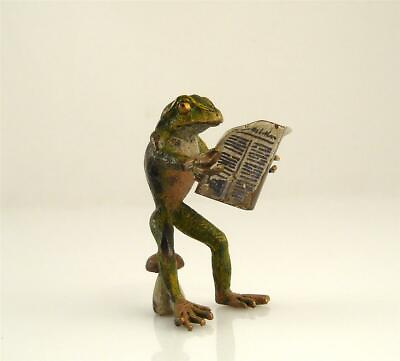 #ad Old Franz Bergmann Vienna Standing FROG reading a NEWSPAPER Cold Painted Bronze $306.99