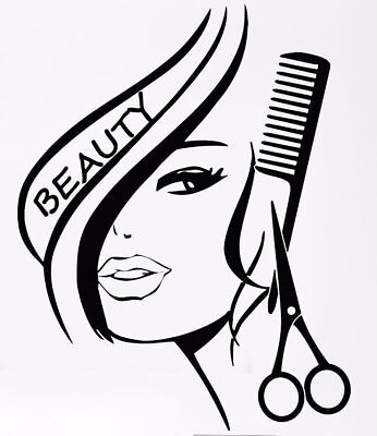 #ad Vinyl Decor Wall Sticker Hair Beauty Salon Barbershop Sexy Girl Decor ig1736 $29.99