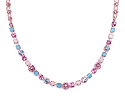 #ad Mariana Banana Split Rose Gold Necklace Dainty Pink Blue Mix Crystal Mosaic 1146 $135.10