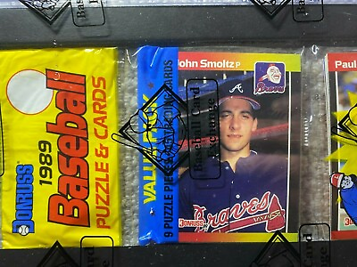 #ad 1989 Donurss John Smoltz on FRONT of rack pack. Wrapped Authenticated by BBCE $29.00