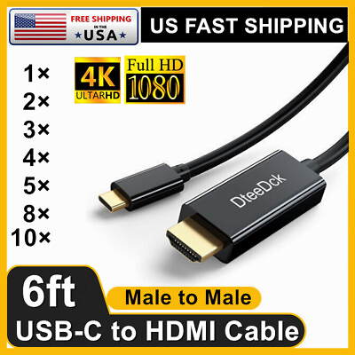 #ad 10×1× USB C to HDMI HDTV Adapter Cable 4K 60Hz for Samsung MacBook Pro Universal $75.99