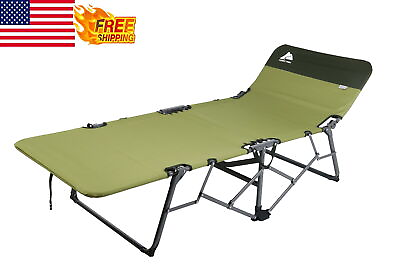 #ad Adult Quick Fold Portable Camp Cot Adjustable Backrest Steel Frame Avoid Rust $99.69