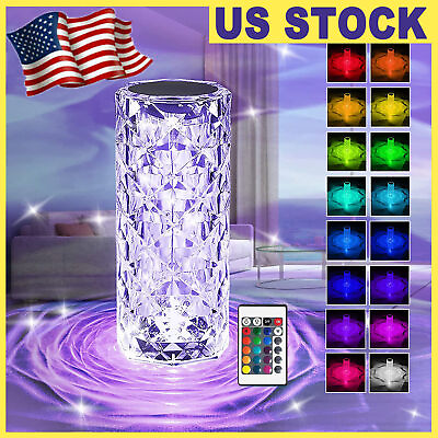 #ad LED Crystal Table Lamp Diamond Rose Bar Night Light Touch Atmosphere Bedside US $8.49