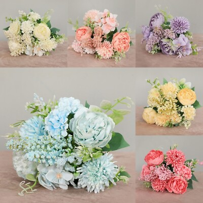 #ad 7 Heads Artificial Flower Fake Rose Bouquet Wedding Party Decor Bouquet Bunchs $9.94