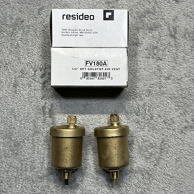 #ad 2 Resideo FV180A 1 4 in NPT Gold Top Automatic Universal Air Vent 150PSI 240F $19.93