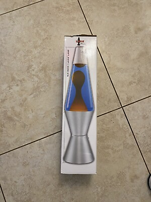 #ad Lava the Original 14.5 Inch Silver Base and Cap Lamp with Blue Liquid Orange Wax $40.00