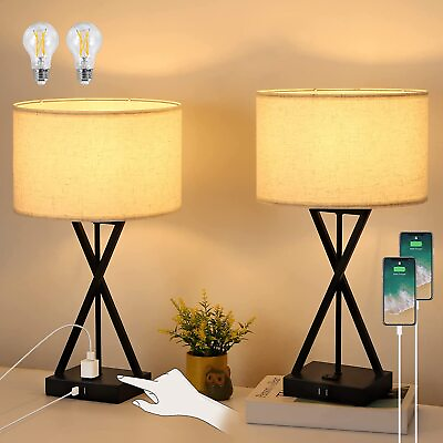 #ad Modern Set of 2 Table Lamp Table Lamps for Living Room 3 Touch Control Ways $55.99