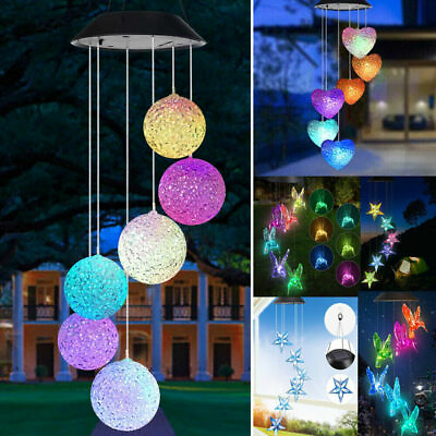 #ad LED Solar Powered Wind Chime Hanging Light Color Changing Lamp Yard Outdoor Deco $13.49