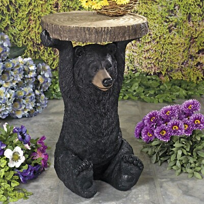 #ad Realistic Detail Rustic Black Bear Home Accent Side Table $199.99