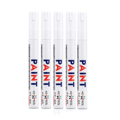 #ad 5PCS White Paint Marker Pens for Car Tire Rubber Metal Stone Glass Package Craft $10.99