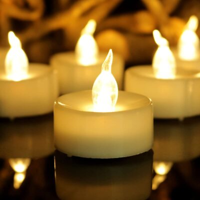 #ad 12PCS Battery Operated Tea Lights Votive Candles with Timer 6Hrs on 18 Hrs off f $12.75