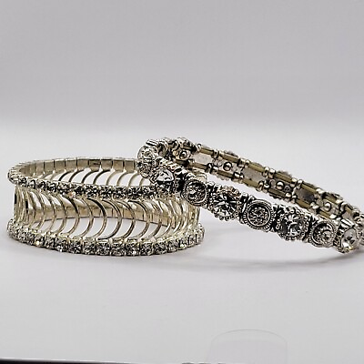#ad Art Deco Style Rhinestone Stretch Bracelet 2 Bracelets in 1 $20.00