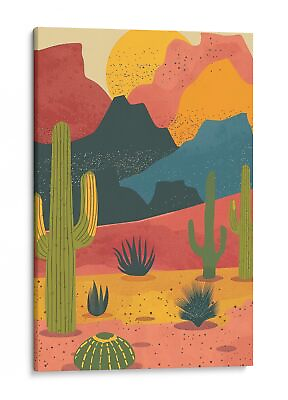 #ad Desert Sunset Cactus Canvas Art Print Vibrant Landscape Home Decor $70.29