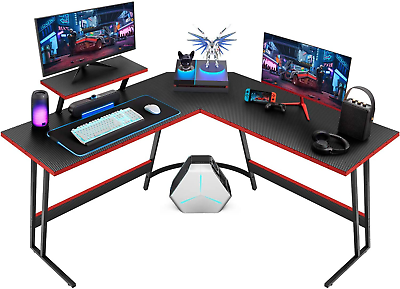 #ad L Shaped Gaming Desk Computer Table with Large Monitor Stand For Home Office US $85.99