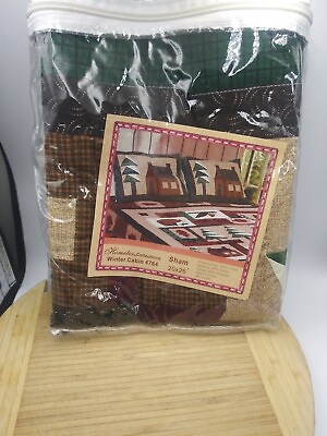 #ad 2 American Hometex Winter Cabin 4764 Quilted Pillow Sham Patchwork NEW $18.99