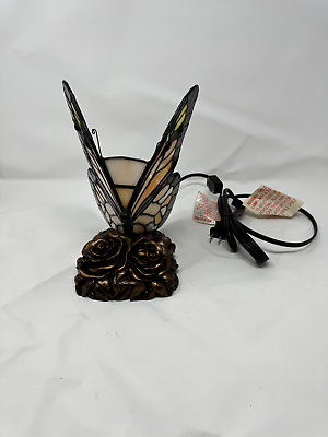 #ad Stained Glass Butterfly Lamp Vintage 90s Accent Lamp Butterfly Lamp Nightligh $70.49