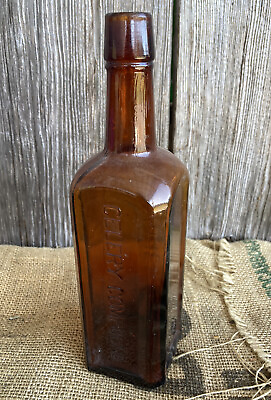 #ad 1880#x27;s PAINE’S CELERY COMPOUND Amber Glass Antique Medicine Cure Bottle $10.00