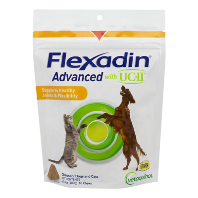 #ad Vetoquinol Flexadin Advanced Soft Chews with UC II 60 Chews Dogs and Cats $50.00
