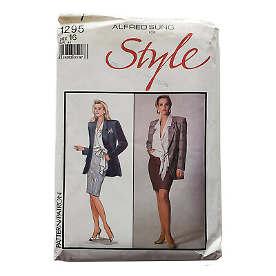 #ad Alfred Sung for Style Pattern 1295 Misses Jacket Blouse Skirt Sizes 16 Uncut FF $12.00