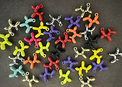 #ad 20 Pcs Random Color Mix Mini Balloon Dog Metal Pendant For Jewelry Or Any DIY $3.90