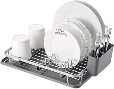 #ad Stainless Steel Dish Drying Rack Dish Drainer w Utensil Holder Kitchen Counter $25.95