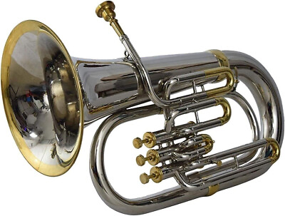#ad WEEKEND SALE Bb Euphonium Brass 3 Valve Silver plated Musical Instrument $359.99