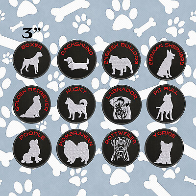 #ad Dog Breed Silhouette Patch Embroidered Iron on DIY Applique Vest Jacket Clothing $4.87