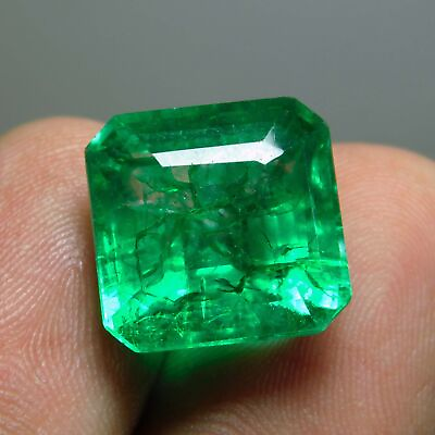 #ad 10 Ct Colombian Natural Green Emerald Square Cut Certified Loose Gemstone $9.87