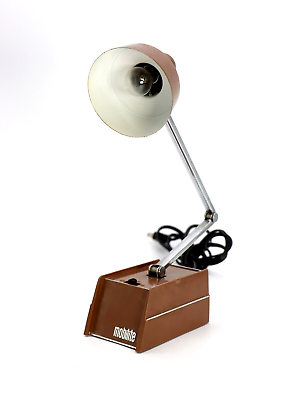 #ad Vintage Mobilite Articulating Desk Lamp Brown with Lo and Hi Setting Works $18.21