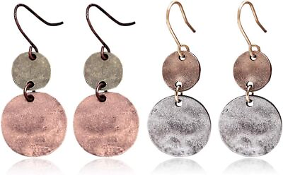 #ad Boho Drop Coin Earrings Handmade Retro Geometry Dangle Hoops Copper Wire Wom $39.56