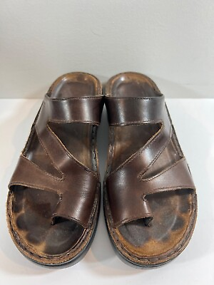 #ad NAOT Women#x27;s Brown Leather Toe Loop Sandals SZ 36 $25.00