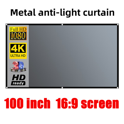 #ad 100quot; Anti Light Metal Projector Screen High Brightness 16:9 3D HD Movies Screen $19.99