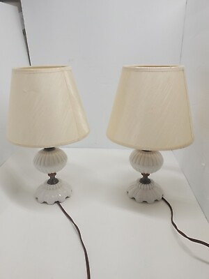 #ad Lamps Nightstand White Porcelain Vintage Vanity Bedroom $65.00