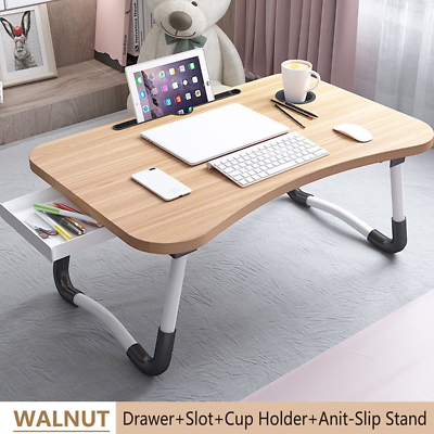 #ad Foldable Lap Desk 23.6 Inch Portable Wood Laptop Desk Table Workspace Organizer $31.99