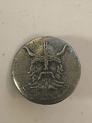 #ad Antique Button Pewter Viking Norse Head $18.89