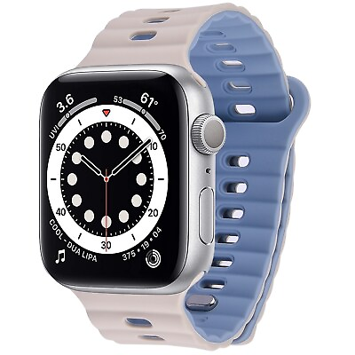 #ad Worryfree Gadgets Silicone Sports Wristband for Apple Watch Antique White Blue $22.39