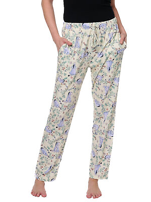 #ad Eeyore Lounge Pajama Cotton Pants Watercolor Floral Womens Disney $19.99