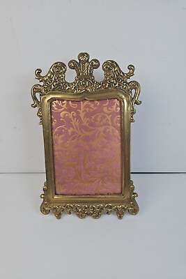 #ad Vintage Brass Metal Picture Frame Victorian Gilt Ornate Style 3.5 X 5quot; Photo $29.99