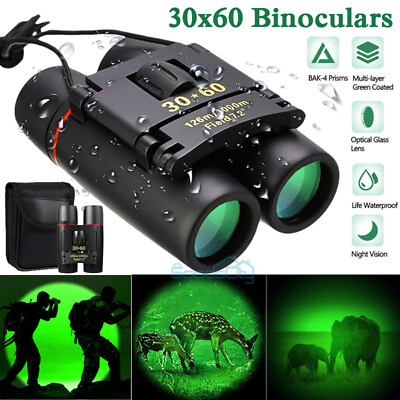 #ad 2024 NEW Military Army 30x60 Binoculars Day Low Night Optic Goggles HuntingCase $18.89