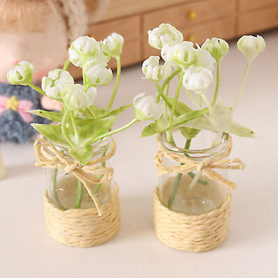 #ad Miniature Flower Pot Decorative Collectible Desk Garden Vivid Artificial Plant $8.04
