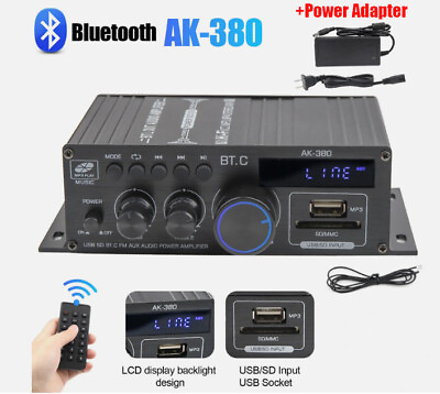 #ad 800W 2 Channel bluetooth Mini HIFI Power Amplifier Audio Stereo Amp Home Car FM $24.98
