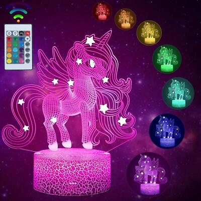 #ad Unicorn Light Toy For Kids Night Light 16 Colors Change Remote Illusion Lamp $9.59